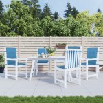 vidaXL Perne scaun spătar mic 4 buc. melanj albastru 100x50x4cm textil