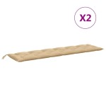 vidaXL Pernă bancă de grădină, 2 buc., melanj bej, 200x50x7 cm, textil vidaXL Pernă bancă de grădină, 2 buc., melanj bej, 200x50x7 cm, textil