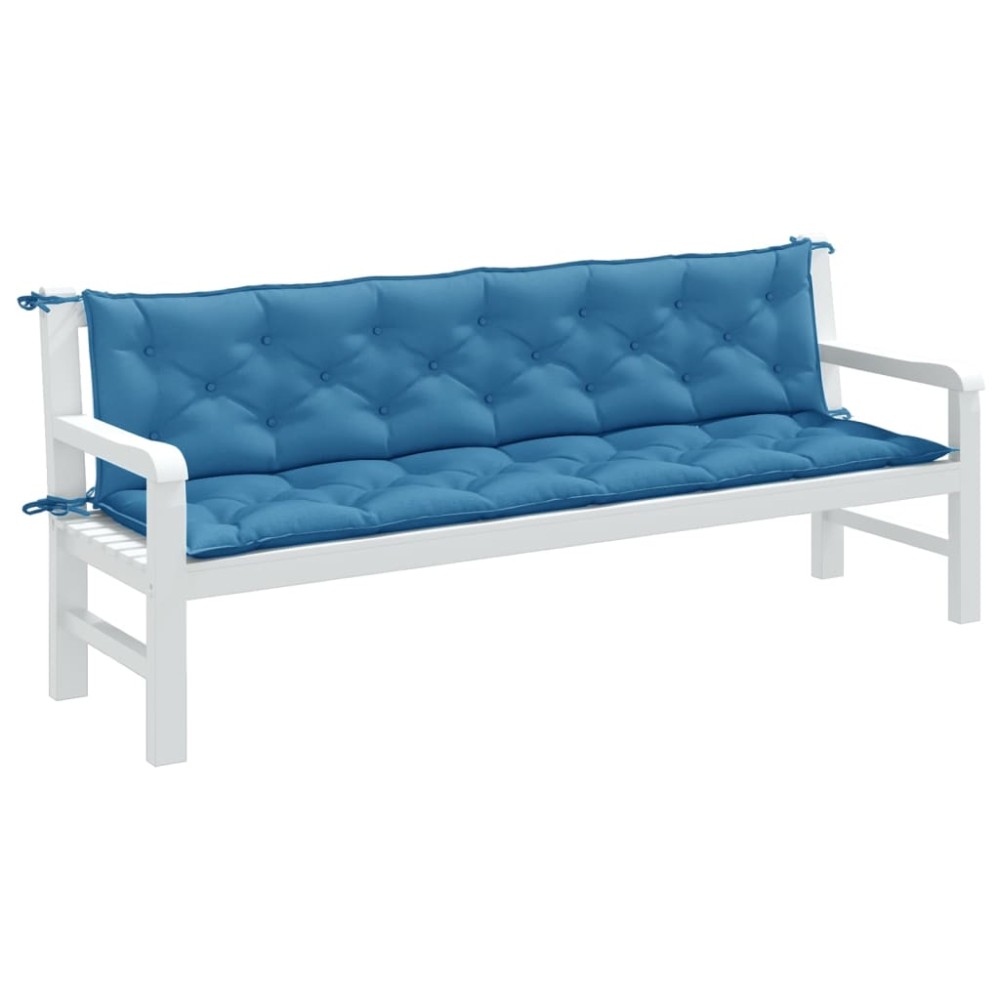 vidaXL Pernă bancă de grădină 2 buc melanj albastru 200x50x7 cm textil