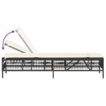 vidaXL Șezlonguri de plajă cu masă, 2 buc., negru, poliratan