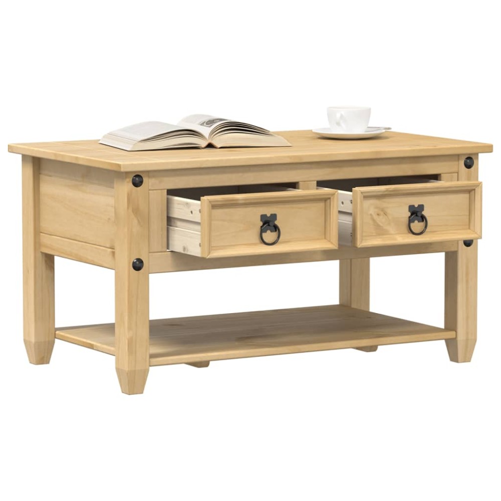 vidaXL Măsuță de cafea cu sertare Corona, 85x50x45 cm, lemn masiv pin