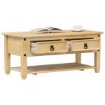 vidaXL Măsuță de cafea cu sertare Corona, 100x48x45 cm, lemn masiv pin