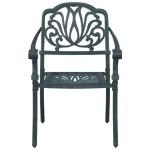 vidaXL Scaune de grădină, 2 buc., verde, aluminiu turnat