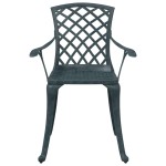 vidaXL Scaune de grădină, 2 buc., verde, aluminiu turnat