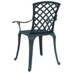 vidaXL Scaune de grădină, 2 buc., verde, aluminiu turnat