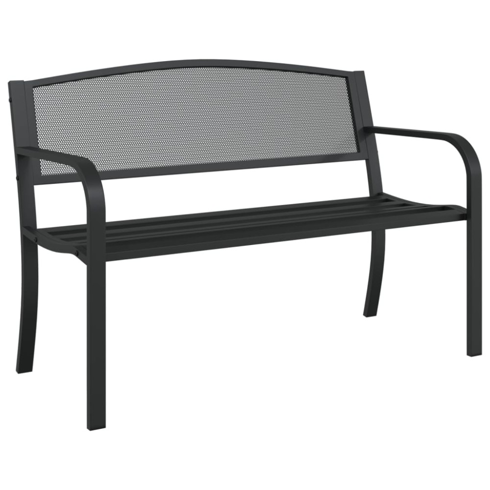 vidaXL Bancă de grădină, negru, 119 cm, oțel