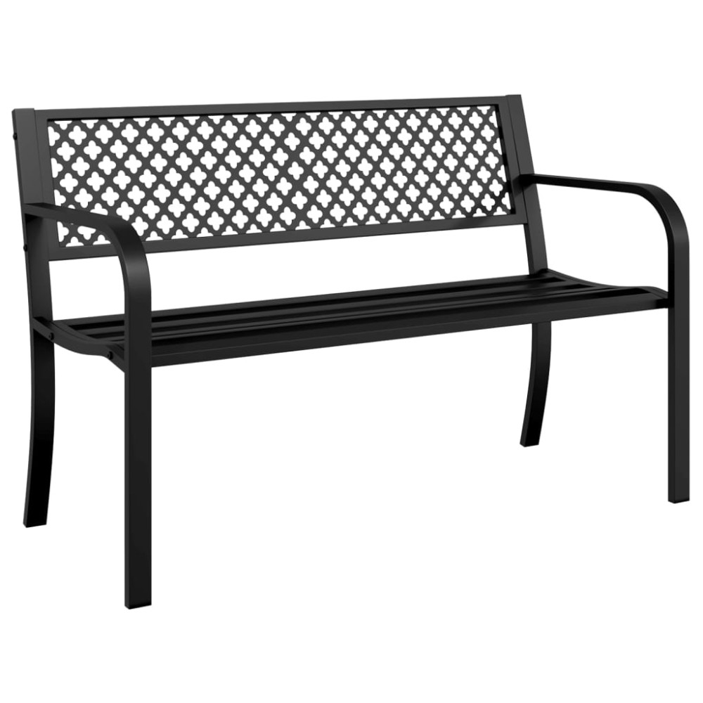 vidaXL Bancă de grădină, negru, 119 cm, oțel