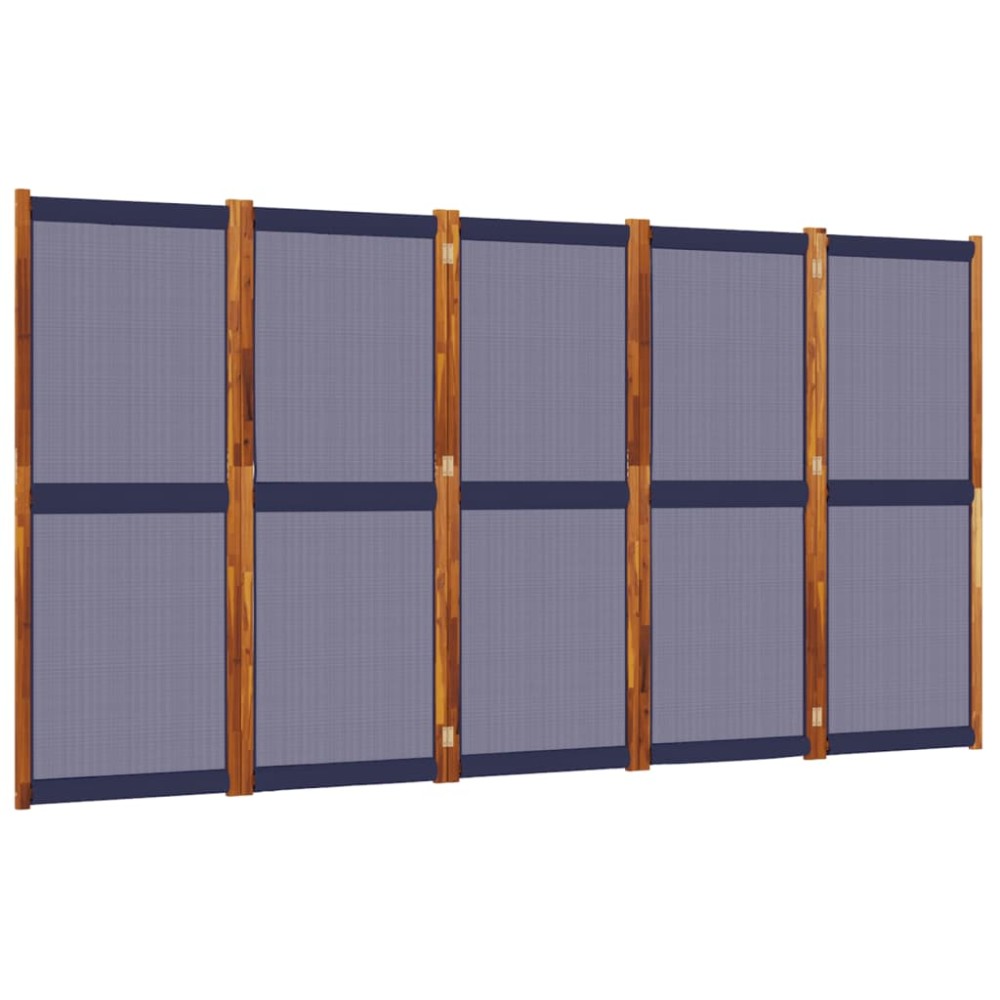 vidaXL Paravan de cameră cu 5 panouri, albastru închis, 350x180 cm