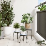 vidaXL Suporturi pentru plante, 3 buc., albastru și alb, ceramică