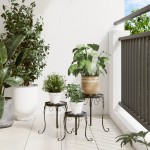 vidaXL Suporturi pentru plante, 3 buc., negru și alb, ceramică vidaXL Suporturi pentru plante, 3 buc., negru și alb, ceramică