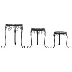 vidaXL Suporturi pentru plante, 3 buc., negru și alb, ceramică vidaXL Suporturi pentru plante, 3 buc., negru și alb, ceramică