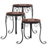 vidaXL Suporturi pentru plante, 3 buc., cărămiziu și alb, ceramică vidaXL Suporturi pentru plante, 3 buc., cărămiziu și alb, ceramică