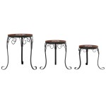 vidaXL Suporturi pentru plante, 3 buc., cărămiziu și alb, ceramică vidaXL Suporturi pentru plante, 3 buc., cărămiziu și alb, ceramică
