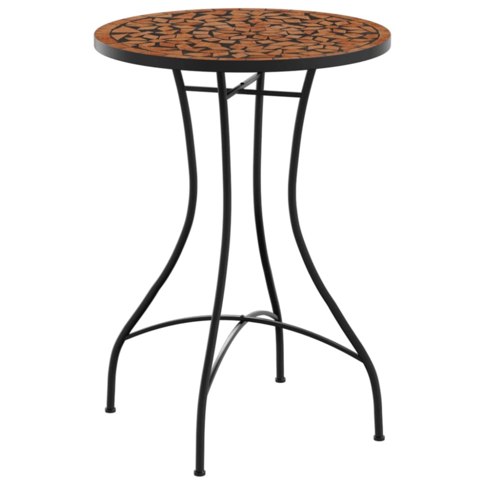 vidaXL Masă de bistro, cărămiziu, Ø50x70 cm, ceramică, model mozaic