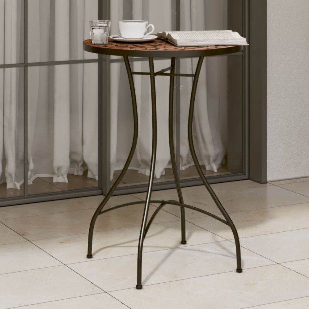 vidaXL Masă de bistro, cărămiziu, Ø50x70 cm, ceramică, model mozaic