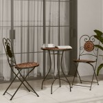 vidaXL Masă de bistro, cărămiziu, Ø50x70 cm, ceramică, model mozaic vidaXL Masă de bistro, cărămiziu, Ø50x70 cm, ceramică, model mozaic