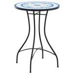 vidaXL Masă de bistro, albastru și alb, Ø50x70 cm, ceramică, mozaic vidaXL Masă de bistro, albastru și alb, Ø50x70 cm, ceramică, mozaic