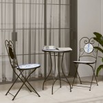 vidaXL Masă de bistro, albastru și alb, Ø50x70 cm, ceramică, mozaic vidaXL Masă de bistro, albastru și alb, Ø50x70 cm, ceramică, mozaic
