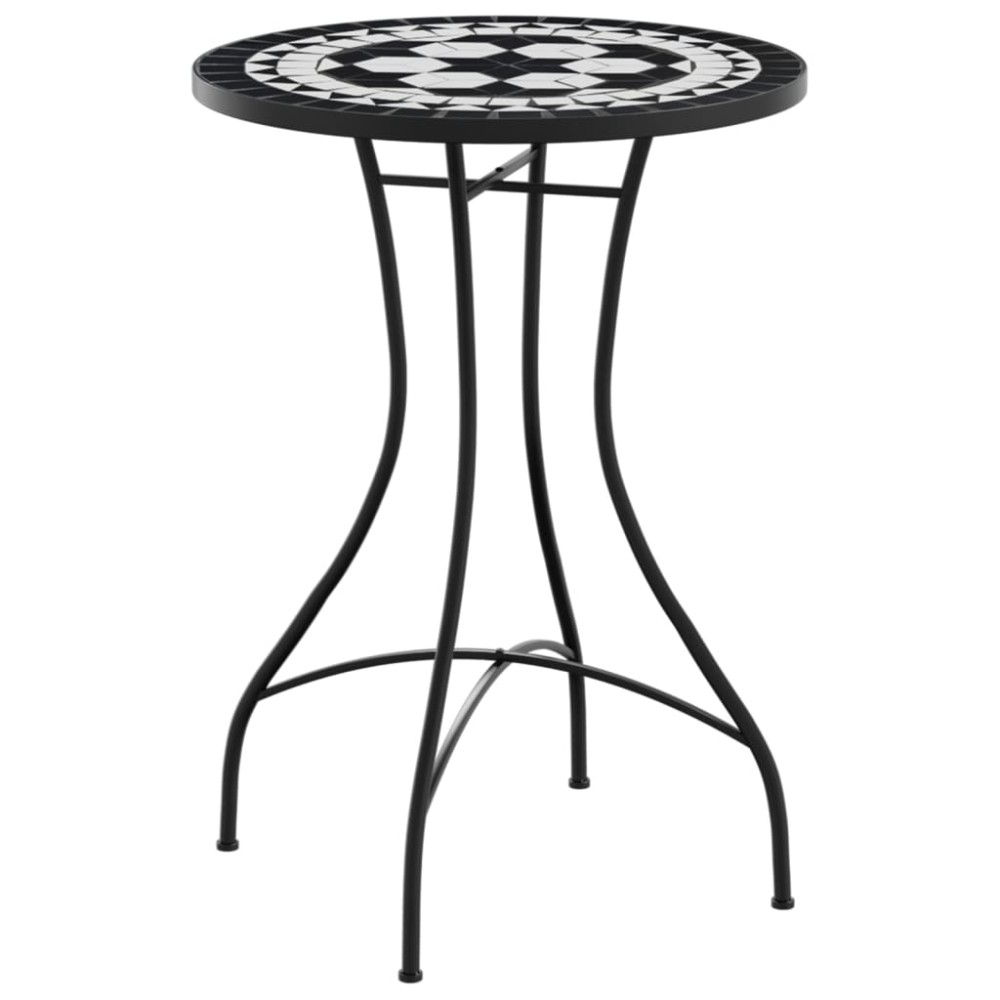 vidaXL Masă de bistro, negru și alb, Ø50x70 cm, ceramică, mozaic