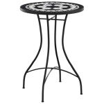 vidaXL Masă de bistro, negru și alb, Ø50x70 cm, ceramică, mozaic vidaXL Masă de bistro, negru și alb, Ø50x70 cm, ceramică, mozaic