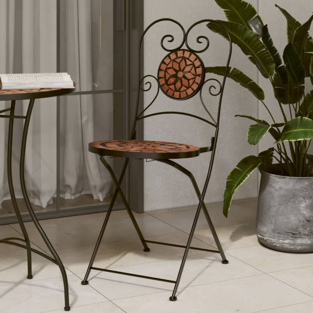 vidaXL Scaune de bistro pliabile, 2 buc., cărămiziu, ceramică