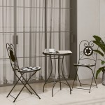 vidaXL Scaune de bistro pliabile, 2 buc., negru și alb, ceramică vidaXL Scaune de bistro pliabile, 2 buc., negru și alb, ceramică