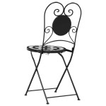 vidaXL Scaune de bistro pliabile, 2 buc., negru și alb, ceramică vidaXL Scaune de bistro pliabile, 2 buc., negru și alb, ceramică