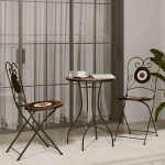 vidaXL Scaune de bistro pliabile, 2 buc., cărămiziu și alb, ceramică vidaXL Scaune de bistro pliabile, 2 buc., cărămiziu și alb, ceramică