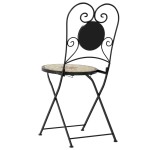 vidaXL Scaune de bistro pliabile, 2 buc., cărămiziu și alb, ceramică vidaXL Scaune de bistro pliabile, 2 buc., cărămiziu și alb, ceramică