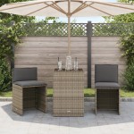 vidaXL Set bistro de grădină cu perne, 3 piese, gri, poliratan vidaXL Set bistro de grădină cu perne, 3 piese, gri, poliratan