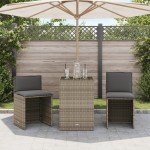 vidaXL Set bistro cu perne, 3 piese, bej, poliratan