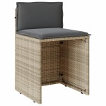 vidaXL Set bistro cu perne, 3 piese, gri deschis, poliratan