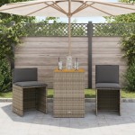 vidaXL Set bistro de grădină cu perne, 3 piese, gri, poliratan vidaXL Set bistro de grădină cu perne, 3 piese, gri, poliratan