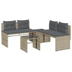 vidaXL Set canapea de grădină cu perne, 4 piese, gri deschis poliratan vidaXL Set canapea de grădină cu perne, 4 piese, gri deschis poliratan