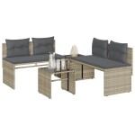 vidaXL Set canapea de grădină cu perne, 4 piese, gri deschis poliratan vidaXL Set canapea de grădină cu perne, 4 piese, gri deschis poliratan