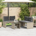 vidaXL Set canapea de grădină cu perne, 4 piese, gri deschis poliratan vidaXL Set canapea de grădină cu perne, 4 piese, gri deschis poliratan