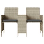 vidaXL Canapea de grădină cu 2 locuri cu masă și scaune gri poliratan