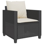 vidaXL Set bistro cu perne, 3 piese, negru, poliratan
