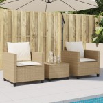 vidaXL Set bistro cu perne, 3 piese, bej, poliratan
