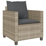 vidaXL Set bistro cu perne, 3 piese, gri deschis, poliratan