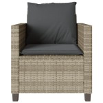 vidaXL Set bistro cu perne, 3 piese, gri deschis, poliratan