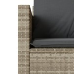vidaXL Set bistro cu perne, 3 piese, gri deschis, poliratan