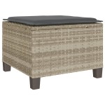 vidaXL Set bistro cu perne, 3 piese, gri deschis, poliratan