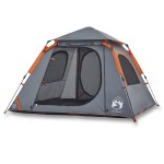 vidaXL Cort camping cupolă 4 persoane, gri/portocaliu, setare rapidă vidaXL Cort camping cupolă 4 persoane, gri/portocaliu, setare rapidă