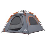 vidaXL Cort camping cupolă 4 persoane, gri/portocaliu, setare rapidă vidaXL Cort camping cupolă 4 persoane, gri/portocaliu, setare rapidă