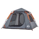vidaXL Cort camping cupolă 4 persoane, gri/portocaliu, setare rapidă vidaXL Cort camping cupolă 4 persoane, gri/portocaliu, setare rapidă