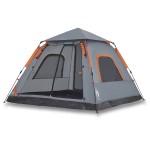 vidaXL Cort camping cupolă 5 persoane, gri/portocaliu, setare rapidă vidaXL Cort camping cupolă 5 persoane, gri/portocaliu, setare rapidă