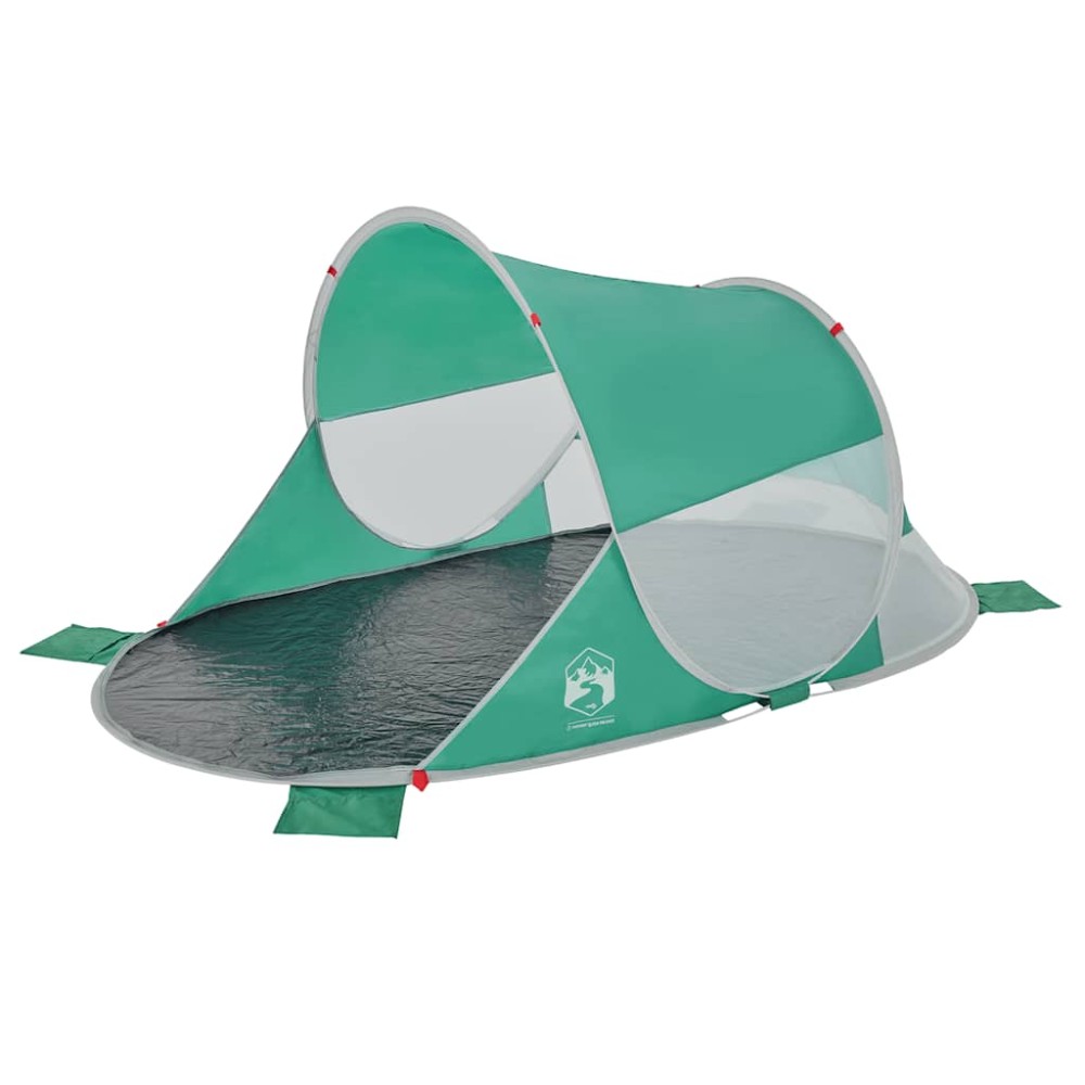 vidaXL Cort de plajă pop-up, verde marin, impermeabil