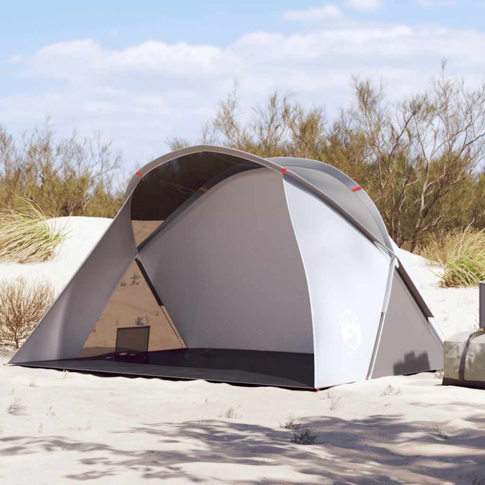 vidaXL Cort de plajă 2 persoane pop-up, gri, impermeabil