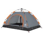 vidaXL Cort de camping, 2 persoane, gri/portocaliu, setare rapidă